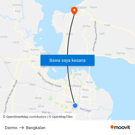 Darmo to Bangkalan map