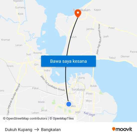 Dukuh Kupang to Bangkalan map