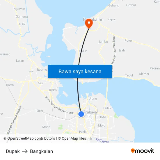 Dupak to Bangkalan map