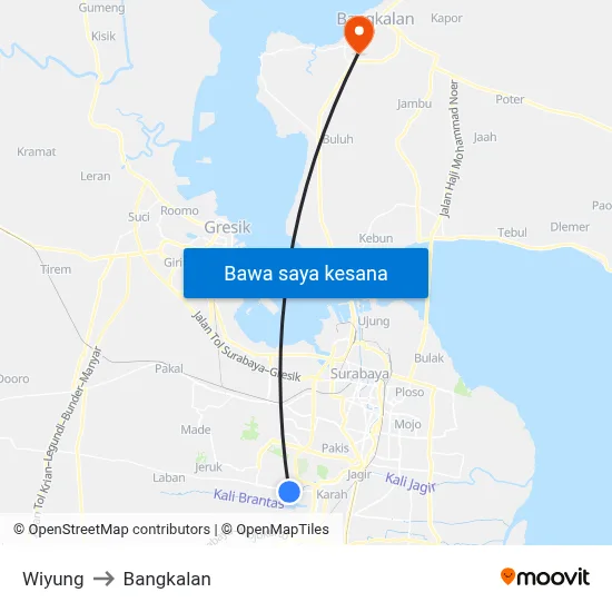 Wiyung to Bangkalan map
