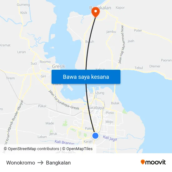 Wonokromo to Bangkalan map
