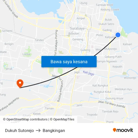 Dukuh Sutorejo to Bangkingan map