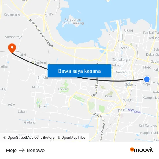 Mojo to Benowo map