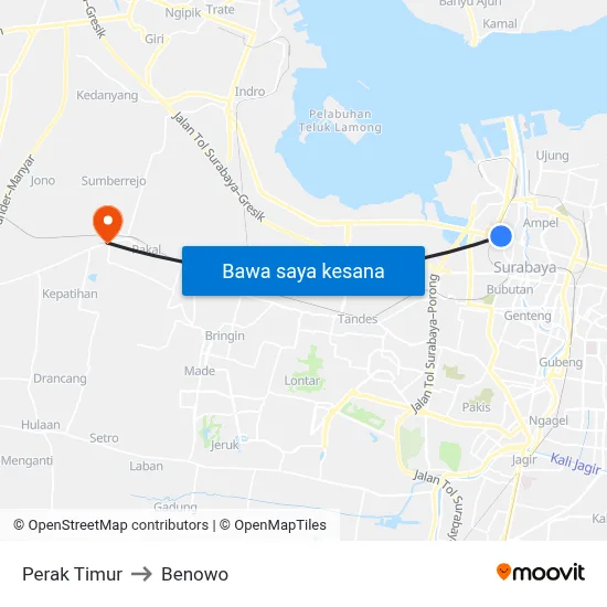 Perak Timur to Benowo map