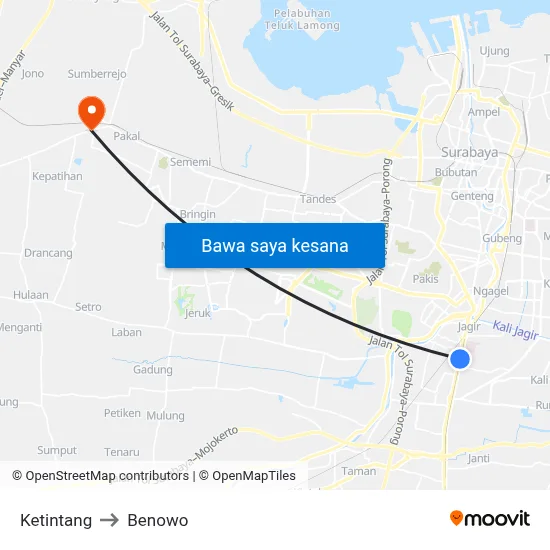 Ketintang to Benowo map