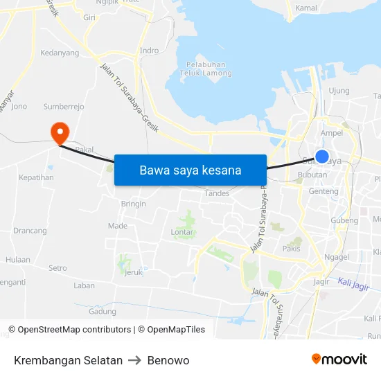 Krembangan Selatan to Benowo map