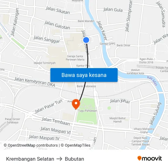 Krembangan Selatan to Bubutan map