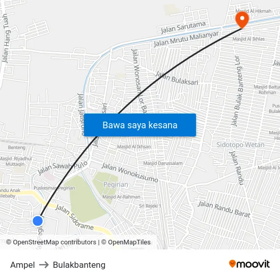 Ampel to Bulakbanteng map