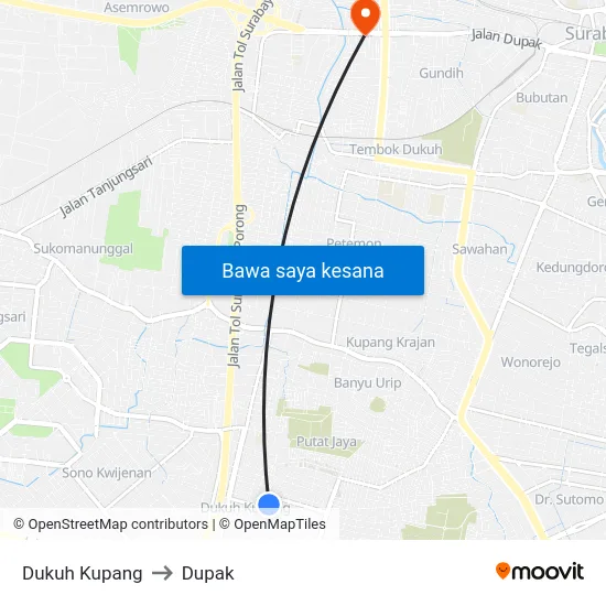 Dukuh Kupang to Dupak map