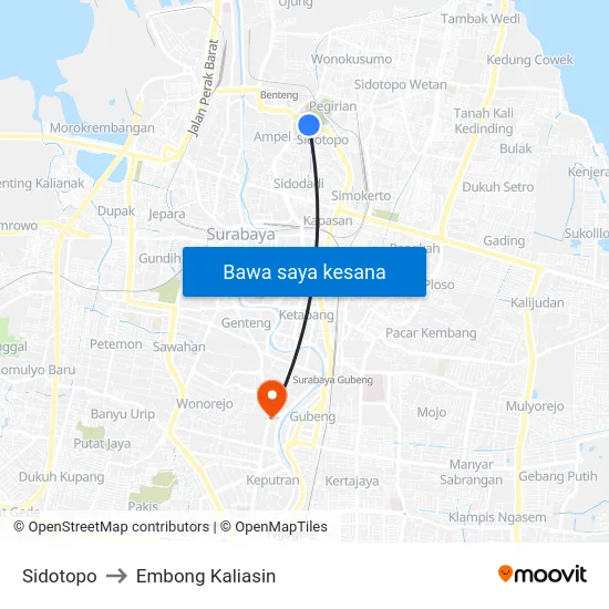 Sidotopo to Embong Kaliasin map