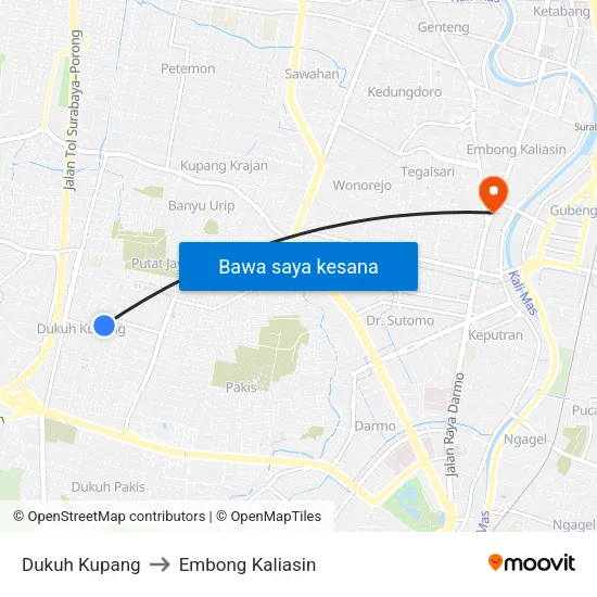 Dukuh Kupang to Embong Kaliasin map