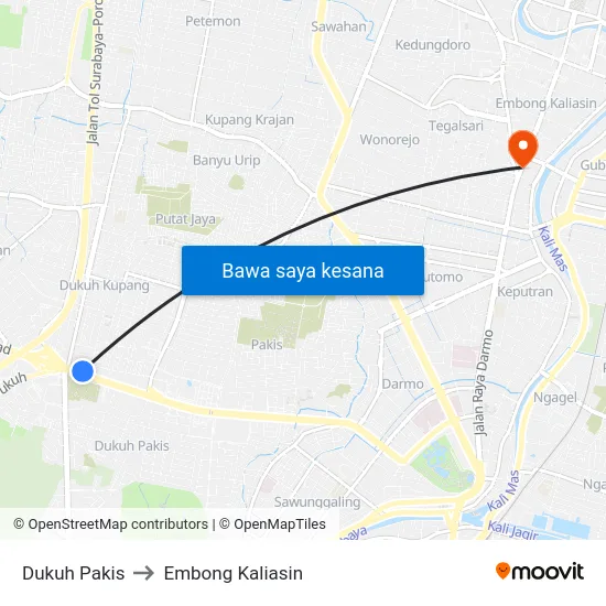 Dukuh Pakis to Embong Kaliasin map