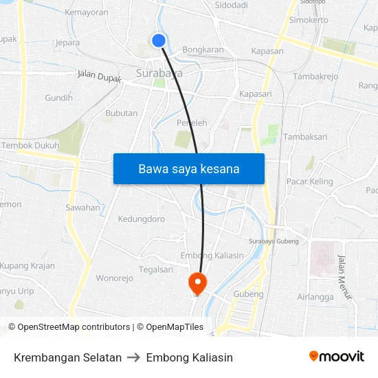 Krembangan Selatan to Embong Kaliasin map