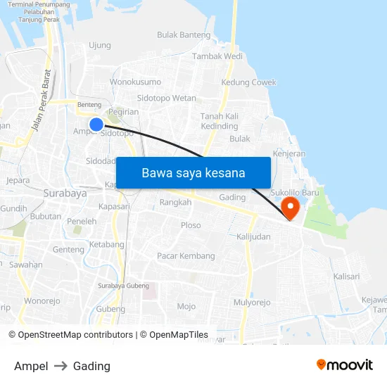 Ampel to Gading map