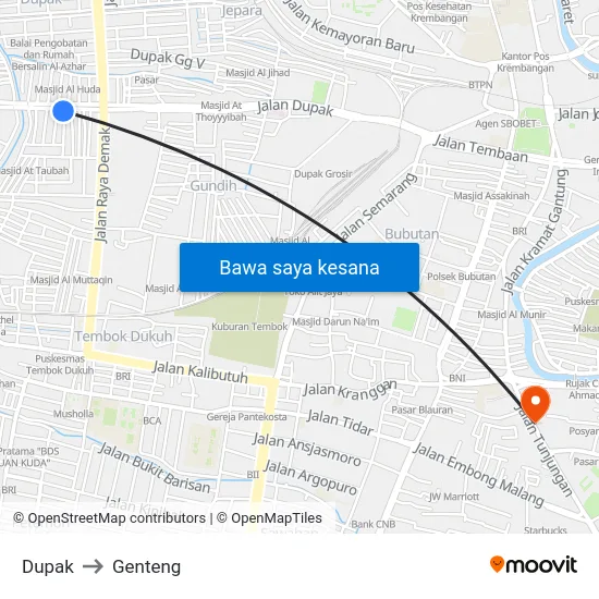 Dupak to Genteng map