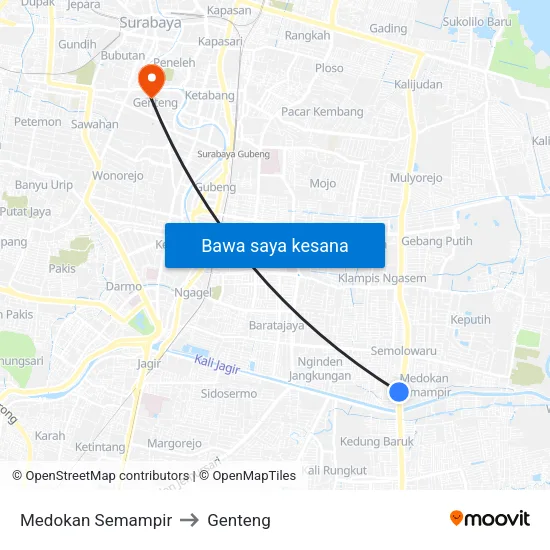 Medokan Semampir to Genteng map