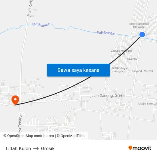 Lidah Kulon to Gresik map