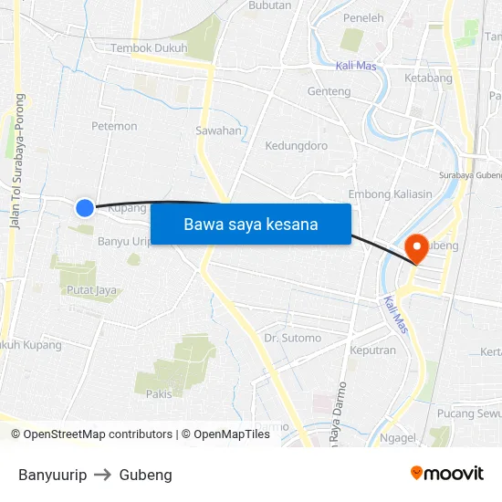 Banyuurip to Gubeng map