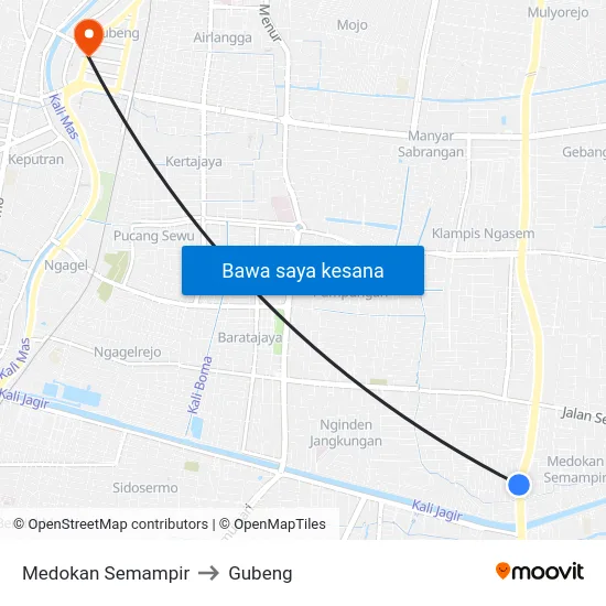 Medokan Semampir to Gubeng map