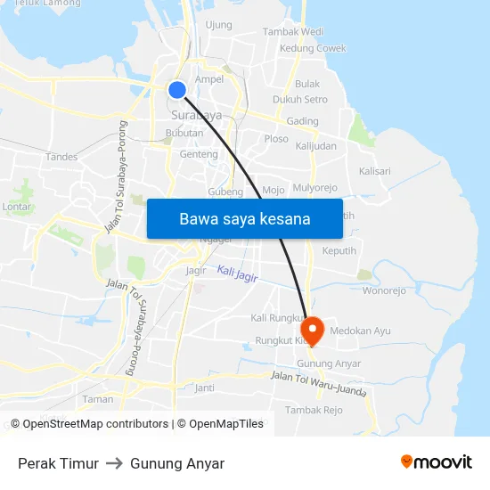 Perak Timur to Gunung Anyar map