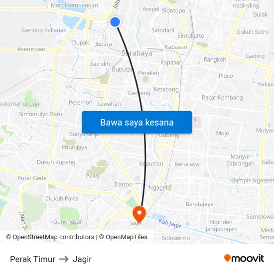 Perak Timur to Jagir map