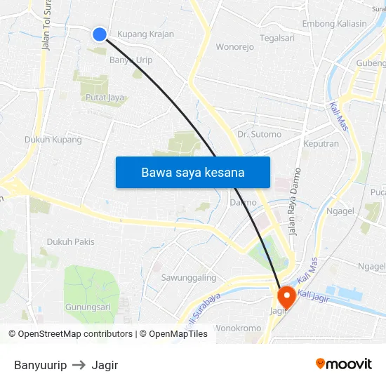 Banyuurip to Jagir map