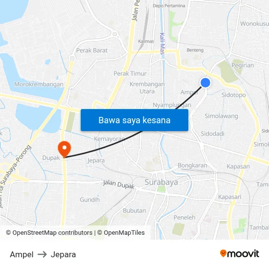 Ampel to Jepara map