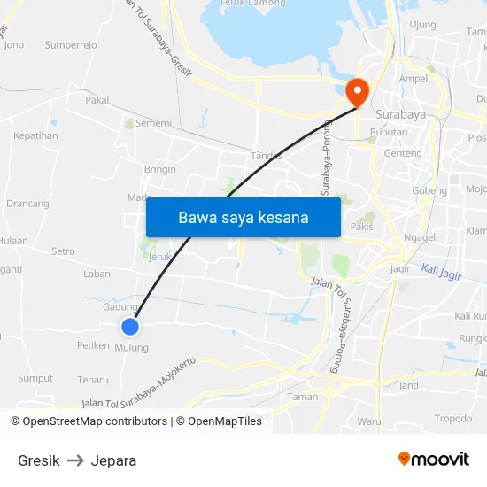 Gresik to Jepara map