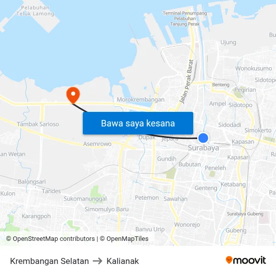 Krembangan Selatan to Kalianak map
