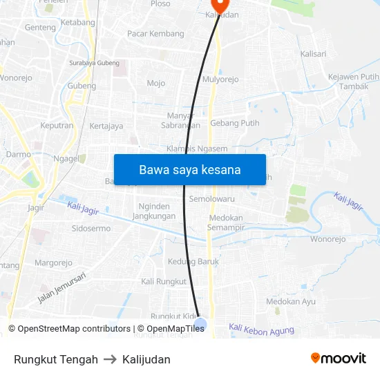 Rungkut Tengah to Kalijudan map