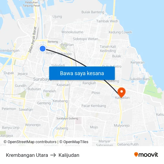 Krembangan Utara to Kalijudan map