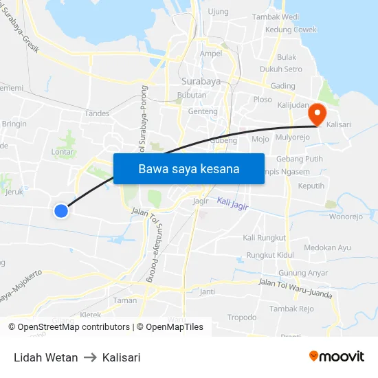 Lidah Wetan to Kalisari map