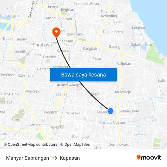 Manyar Sabrangan to Kapasan map