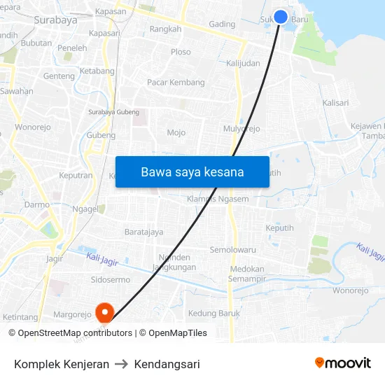 Komplek Kenjeran to Kendangsari map