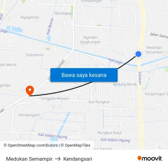 Medokan Semampir to Kendangsari map