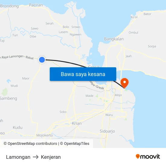 Lamongan to Kenjeran map