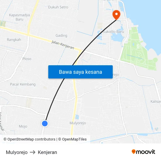 Mulyorejo to Kenjeran map