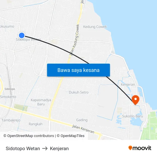 Sidotopo Wetan to Kenjeran map