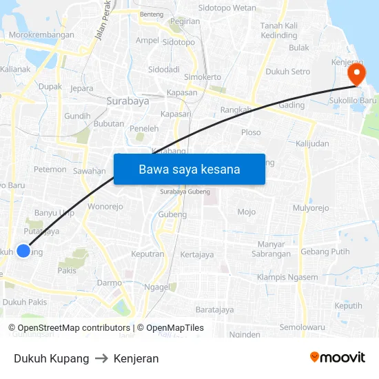 Dukuh Kupang to Kenjeran map