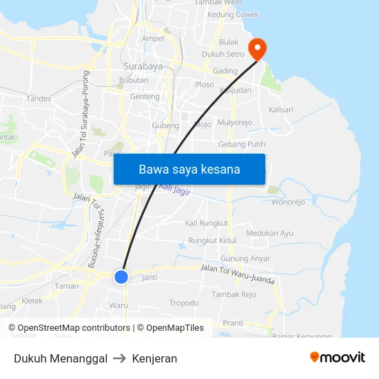 Dukuh Menanggal to Kenjeran map