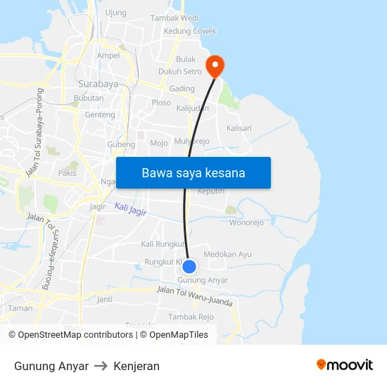 Gunung Anyar to Kenjeran map