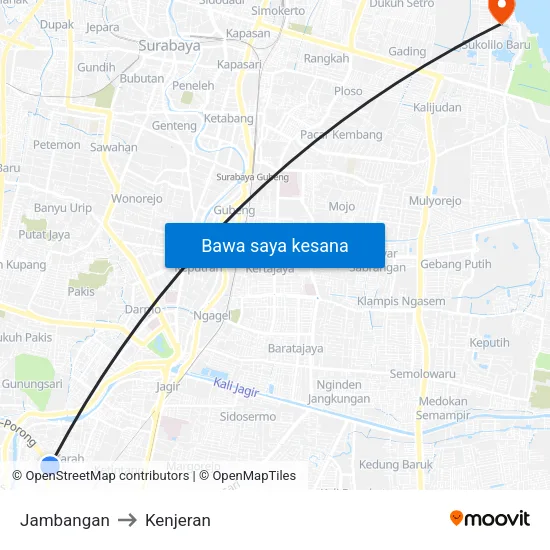 Jambangan to Kenjeran map