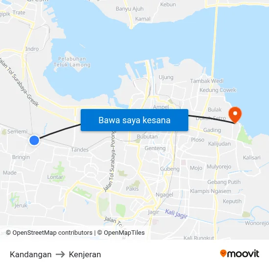 Kandangan to Kenjeran map