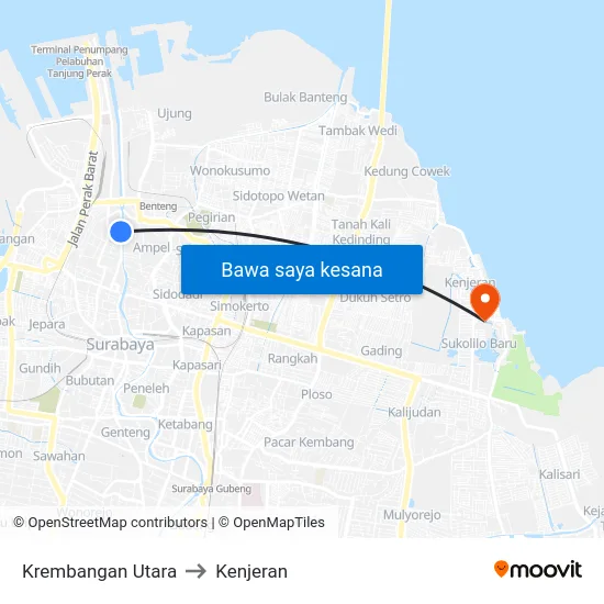 Krembangan Utara to Kenjeran map