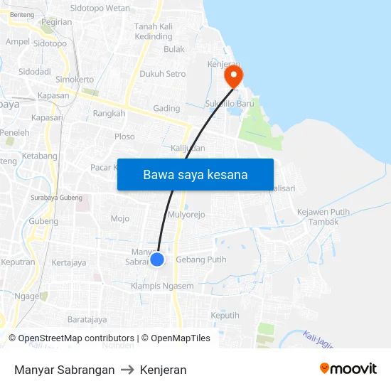 Manyar Sabrangan to Kenjeran map
