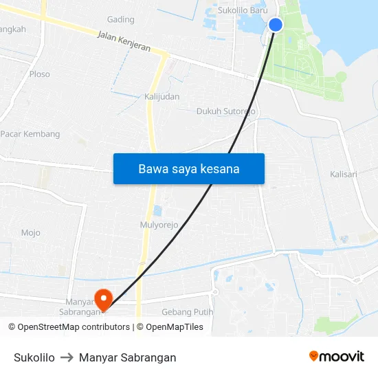 Sukolilo to Manyar Sabrangan map