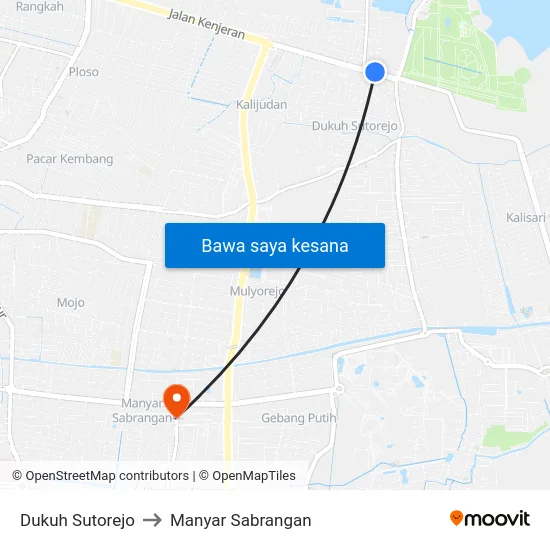 Dukuh Sutorejo to Manyar Sabrangan map