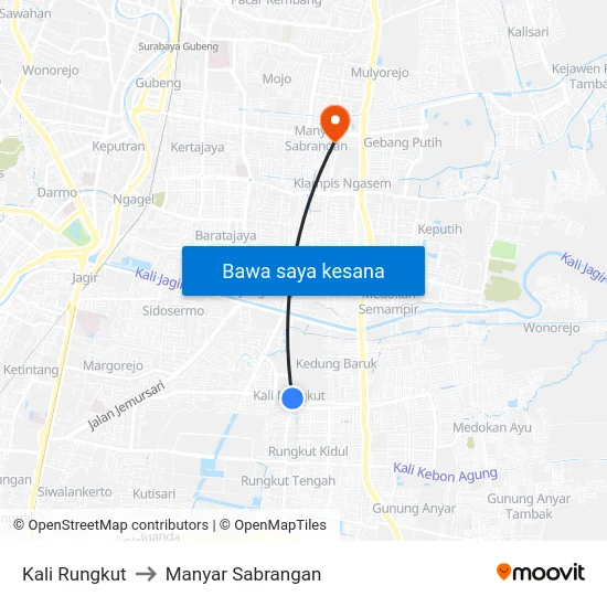 Kali Rungkut to Manyar Sabrangan map