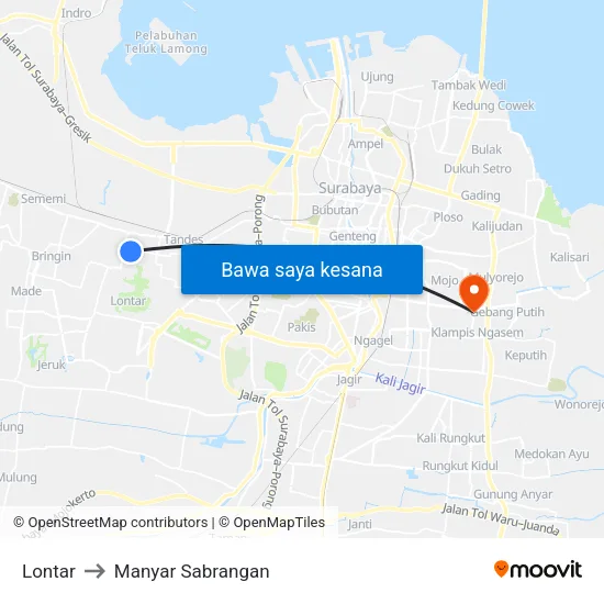 Lontar to Manyar Sabrangan map