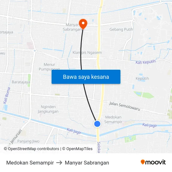 Medokan Semampir to Manyar Sabrangan map